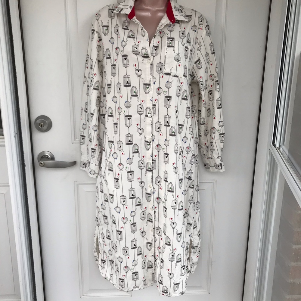 Adorable bird cage print flannel robe or pajamas